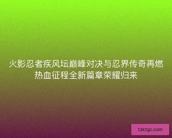火影忍者疾风坛巅峰对决与忍界传奇再燃热血征程全新篇章荣耀归来