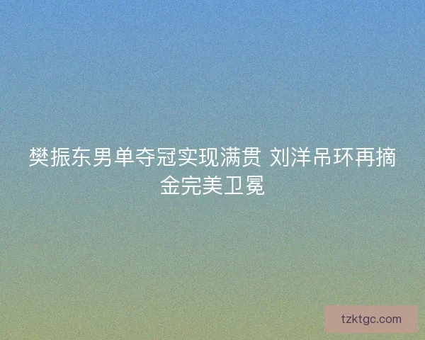 樊振东男单夺冠实现满贯 刘洋吊环再摘金完美卫冕