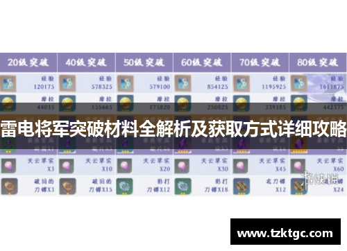 雷电将军突破材料全解析及获取方式详细攻略